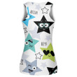 Colorful Stars With Cute Smiling Faces Pattern Print 3D Women's Tank Top