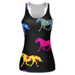 Colorful Moving Horse On Black Repeated Background Print 3D Women's Tank Top
