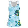 Colorful Dotted Fishes And Bubbles On Blue Background Print 3D Women's Tank Top