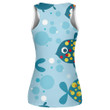 Colorful Dotted Fishes And Bubbles On Blue Background Print 3D Women's Tank Top