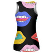 Colorful Comic Lips Background In Pop Art Psychedelic Style Design Print 3D Women's Tank Top