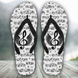 Love Music With White Background Print Design Flip Flops For Men And Women