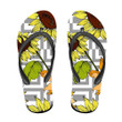Wild Spring Leaf Wildflower Isolated On Gray Geometry Lines Flip Flops For Men And Women
