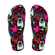 Wild Cartoon Animals Colorful Wolf And Fish On Black Flip Flops For Men And Women