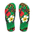 Wild African Modern Tropical Flowers And Leaves On Leopard Flip Flops For Men And Women