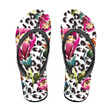 Wild African Leopard Skin And Retro Flowers Flip Flops For Men And Women
