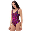 Trippy Hot Pink Red And Blue Abstract Butterfly Women's One Piece Swimsuit