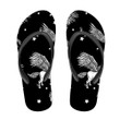 White Winged Pegasus Horses On Black Background Flip Flops For Men And Women
