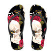 White Human Skull With Rose Leaves And Moth Flip Flops For Men And Women