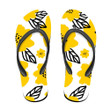 White Background With Doodle Yellow Floral And Leaves Pattern Flip Flops For Men And Women