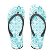 White And Turquoise Motif With Mandala Ornament Flip Flops For Men And Women