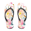 Watercolor Romantic Floral Pattern On White Background Design Flip Flops For Men And Women