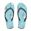 Watercolor Poodles Dogs On Blue Background Flip Flops For Men And Women