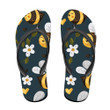 Watercolor Doodle Summer Bee With Flower And Heart Flip Flops For Men And Women