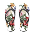 Watercolor Colorful Flowers Roses Branch On White Background Flip Flops For Men And Women