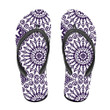 Violet Round Floral Mandala On White Background Flip Flops For Men And Women