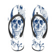Vintage Blue Human Skull With Flowers Flip Flops For Men And Women