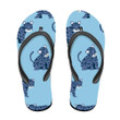 Various Poses Of Cute Leopard In Blue Tone Flip Flops For Men And Women