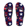 USA Independence Day Cartoon Cat Balloons Cake And Flag Flip Flops For Men And Women
