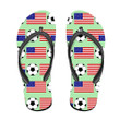 USA Flags And Football On Green Background Pattern Flip Flops For Men And Women