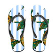 Turtles And Tropical Leaves On Grey Background Flip Flops For Men And Women