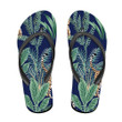 Tropical Vintage Leopard Animal And Green Plant Floral Flip Flops For Men And Women