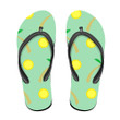 Tropical Palm Tree And Sun On Green Background Flip Flops For Men And Women