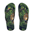 Tropical Leaves With Toucan And Leopard Background Flip Flops For Men And Women