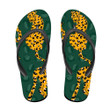 Trendy Yellow Leopards On Green Leopards Skin Flip Flops For Men And Women
