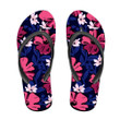 Trendy Texture With Big Pink Flowers Navy Branches Art Design Flip Flops For Men And Women