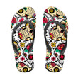 Traditional Sugar Skull Mexican With Small Flowers Flip Flops For Men And Women