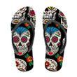 Traditional Mexican Sugar Skulls And Roses Flip Flops For Men And Women