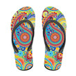 Tradition Asean Paisley Design With Colorful Flowers And Leaves Flip Flops For Men And Women