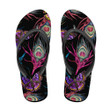 Theme Colorful Peacock Feathers And Flying Butterflies Flip Flops For Men And Women