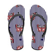 Theme Butterfly On Navy Blue And White Stripe Background Flip Flops For Men And Women