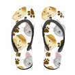 The Faces Of A Dog Kitten And Footprints Flip Flops For Men And Women