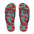 The Drawing Red Cardinal Bird On A Blue Background Flip Flops For Men And Women