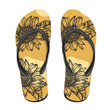 Abstract Geometric Outline Sunflowers And Leaves Pattern Flip Flops For Men And Women