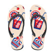 4th Of July Blue Red White Pattern With Food Drink Sweets Cupcakes Flip Flops For Men And Women