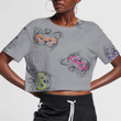 York Terrier Dog Sketch Drawing With Colorful Sunglass 3D Women's Crop Top