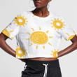 Yellow Sun With Funny Bright Rays 3D Women's Crop Top