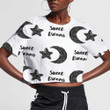 Yellow Moon And Star In The Sky 3D Women's Crop Top
