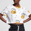 Yellow Baby Honey Bees On White A Background 3D Women's Crop Top