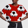 Wolfs In Sheep's Clothings On Red Background 3D Women's Crop Top