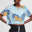 Wild Animals Cute Summer Leaves And Leopard 3D Women's Crop Top