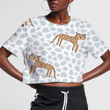Wild African Leopard With Blue Spots On White 3D Women's Crop Top