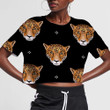 Wild African Leopard Faces And Polka Dots 3D Women's Crop Top