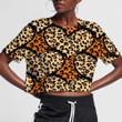 Wild African Leopard And Hearts On Orange Background 3D Women's Crop Top