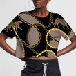 Wild African Golden Baroque Chain With Leopard 3D Women's Crop Top