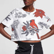 Watercolor Red Cardinal Poinsettias And Christmas Plants 3D Women's Crop Top